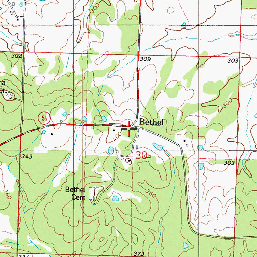 Topographic Map of Bethel, AR