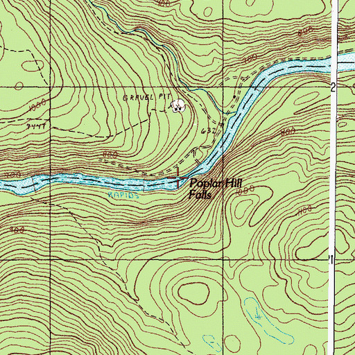 Topographic Map of Poplar Hill Falls, ME