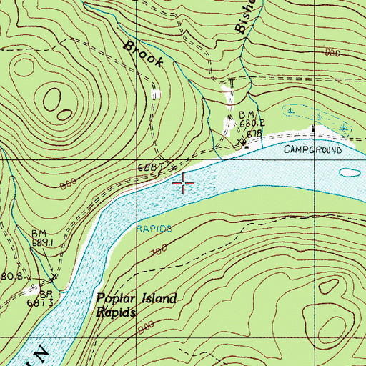 Topographic Map of Poplar Island Rapids, ME