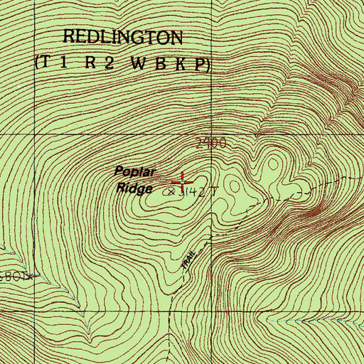 Topographic Map of Poplar Ridge, ME