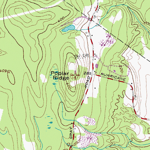 Topographic Map of Poplar Ridge, ME