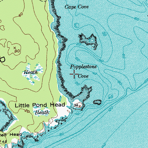 Topographic Map of Popplestone Cove, ME