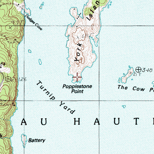Topographic Map of Popplestone Point, ME