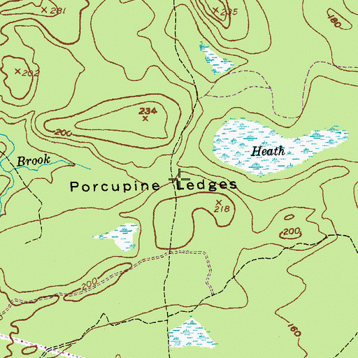 Topographic Map of Porcupine Ledges, ME