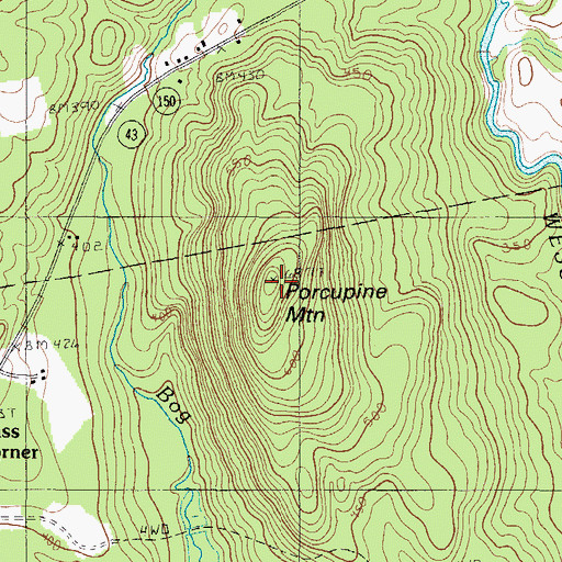 Topographic Map of Porcupine Mountain, ME