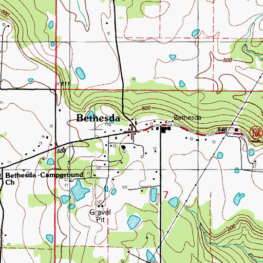 Topographic Map of Bethesda, AR