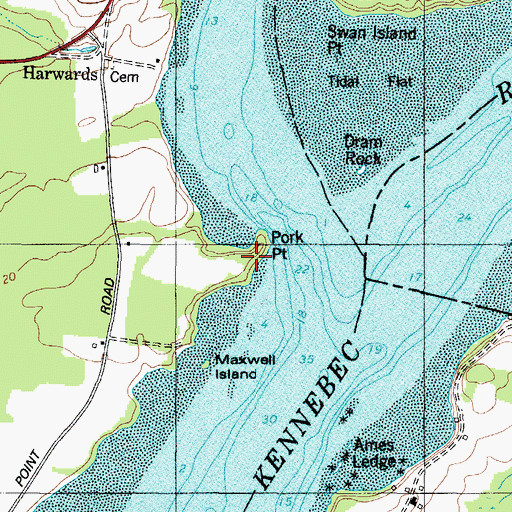 Topographic Map of Pork Point, ME