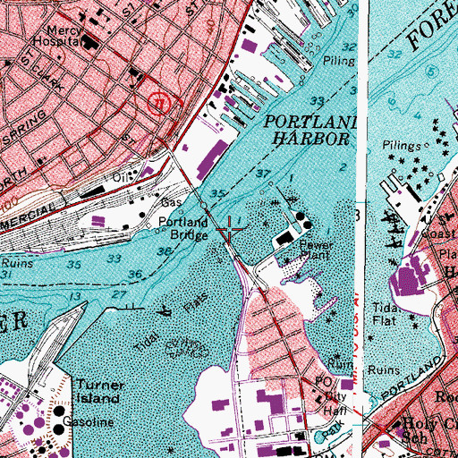 Topographic Map of Portland Bridge, ME