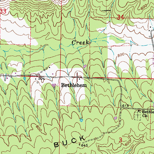 Topographic Map of Bethlehem, AR