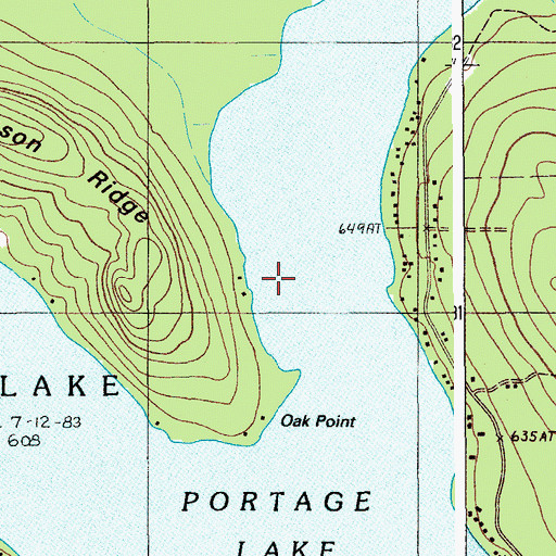 Topographic Map of Portage Lake, ME