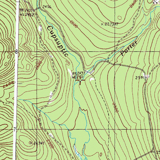 Topographic Map of Porter Brook, ME