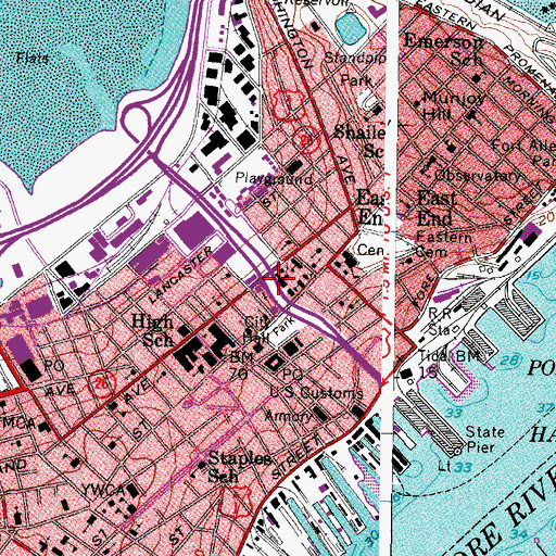 Topographic Map of Portland, ME