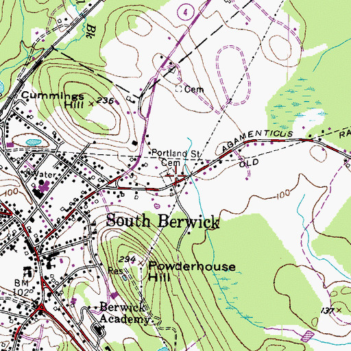 Topographic Map of Portland Station Cemetery, ME