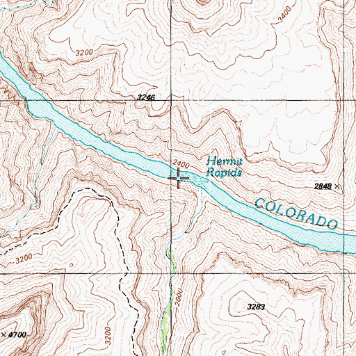 Topographic Map of Hermit Rapids, AZ