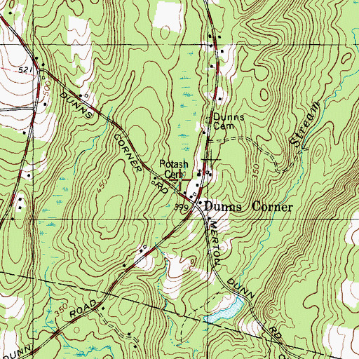 Topographic Map of Potash Cemetery, ME