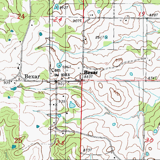 Topographic Map of Bexar, AR