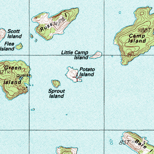 Topographic Map of Potato Island, ME