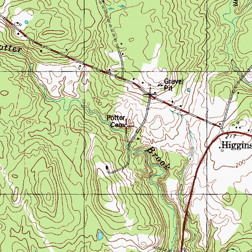 Topographic Map of Potter Cemetery, ME