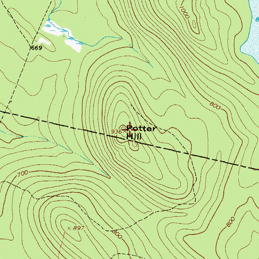 Topographic Map of Potter Hill, ME