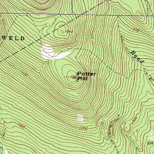 Topographic Map of Potter Hill, ME