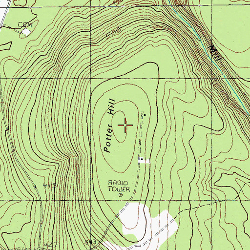 Topographic Map of Potter Hill, ME