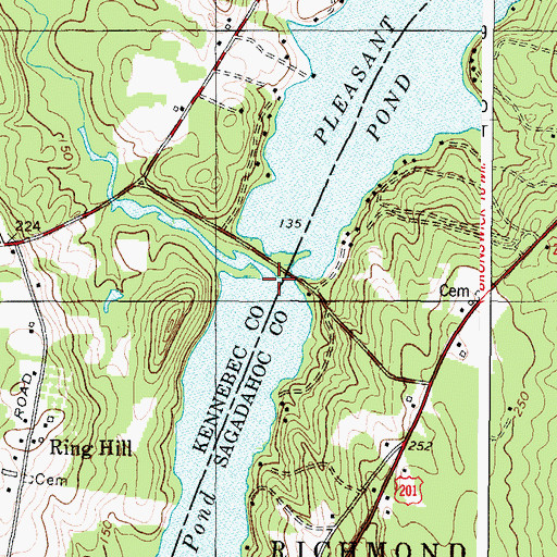 Topographic Map of Potters Brook, ME