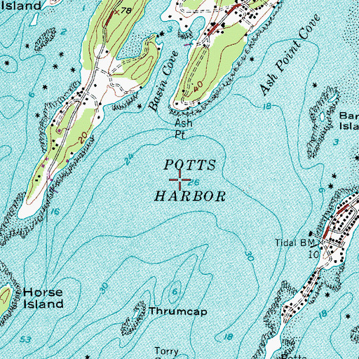 Topographic Map of Potts Harbor, ME