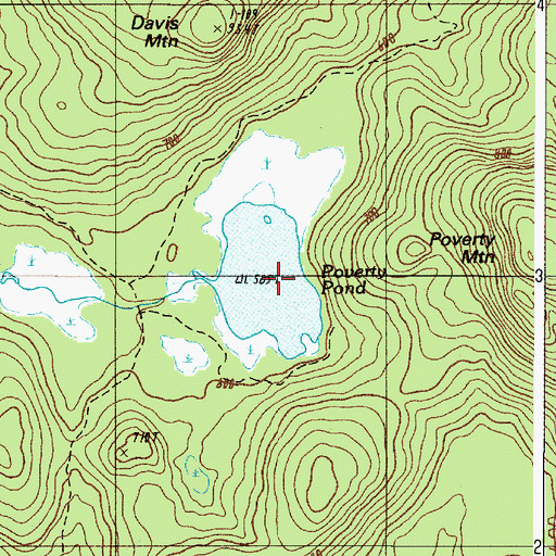 Topographic Map of Poverty Pond, ME