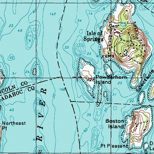 Topographic Map of Powderhorn Island, ME