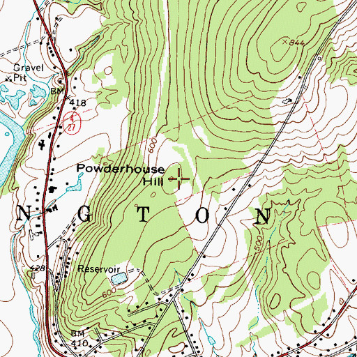 Topographic Map of Powderhouse Hill, ME