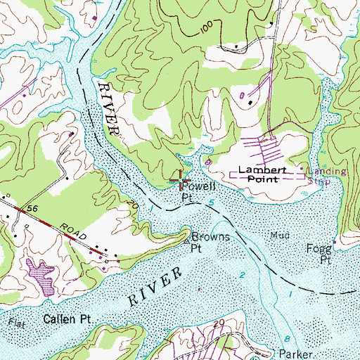 Topographic Map of Powell Point, ME