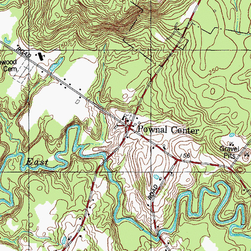 Topographic Map of Pownal Center, ME