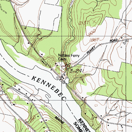 Topographic Map of Nobles Ferry Cemetery, ME