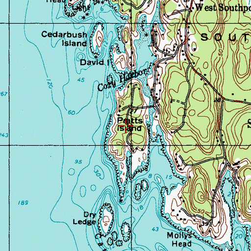 Topographic Map of Pratts Island, ME