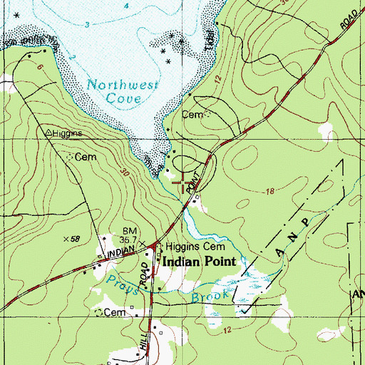 Topographic Map of Prays Brook, ME