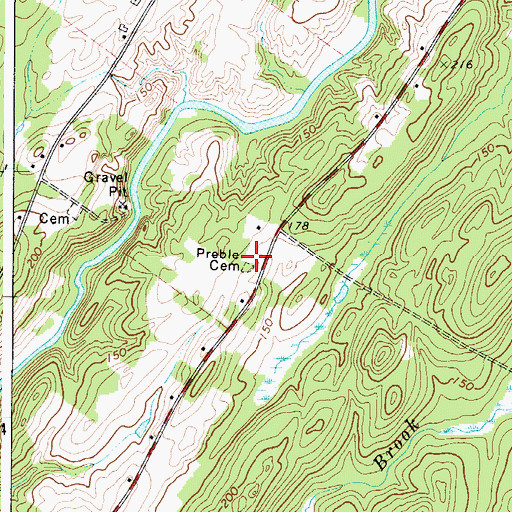 Topographic Map of Preble Cemetery, ME