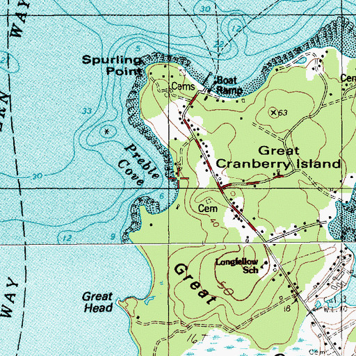 Topographic Map of Preble Cove, ME