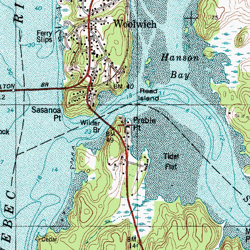 Topographic Map of Preble Point, ME