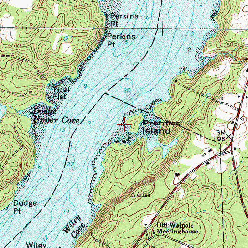Topographic Map of Prentiss Island, ME