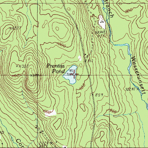 Topographic Map of Prentiss Pond, ME