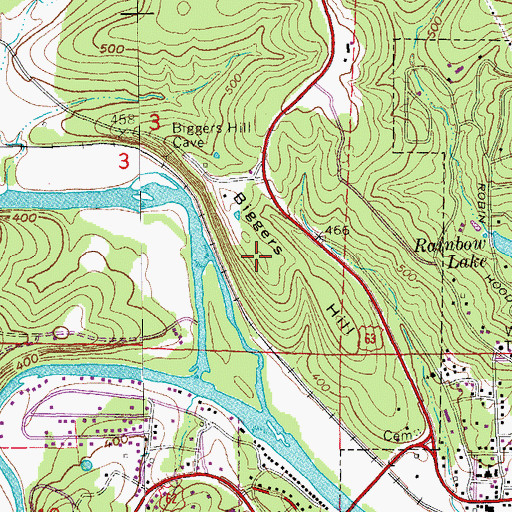 Topographic Map of Biggers Hill, AR