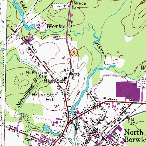 Topographic Map of Prescott Hill, ME