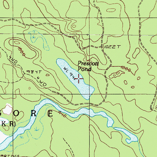 Topographic Map of Prescott Pond, ME