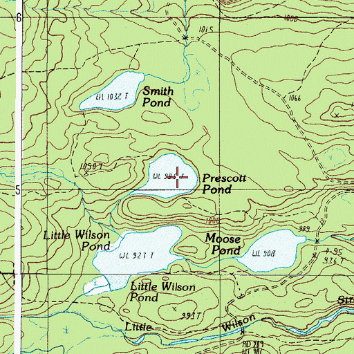 Topographic Map of Prescott Pond, ME