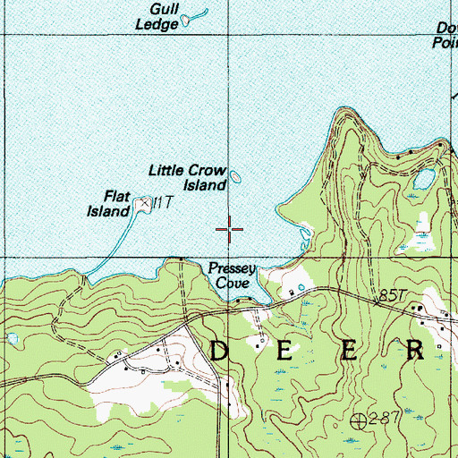Topographic Map of Pressey Cove, ME