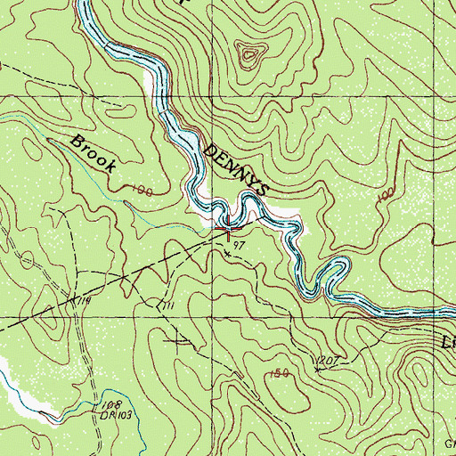 Topographic Map of Preston Brook, ME