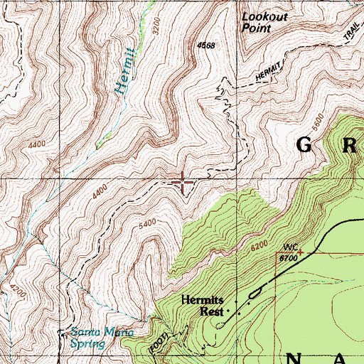 Topographic Map of Hermit Trail, AZ