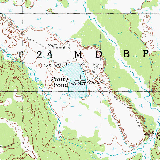 Topographic Map of Pretty Pond, ME