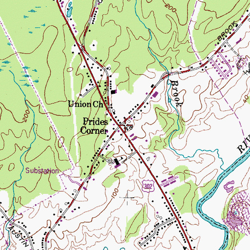 Topographic Map of Prides Corner, ME