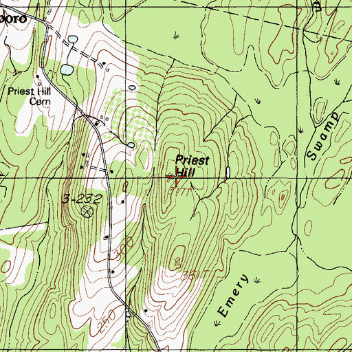 Topographic Map of Priest Hill, ME